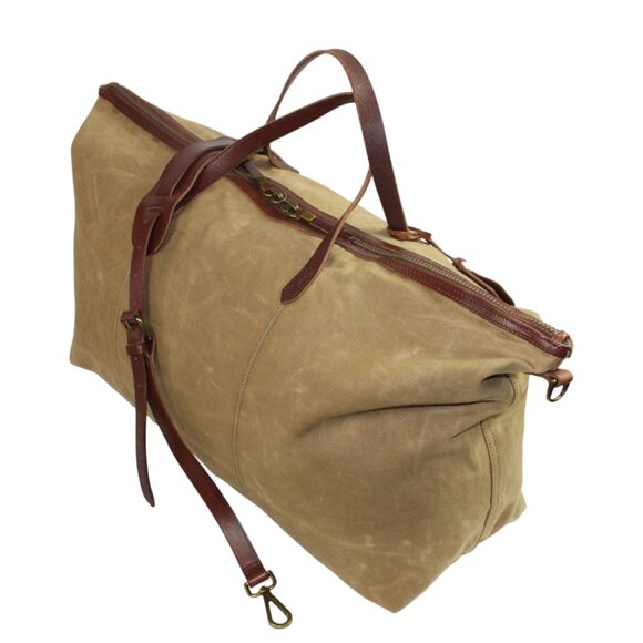Madewell Transporter Khaki Green Canvas Brown leather Accent Duffle Weekender - Picture 4 of 9
